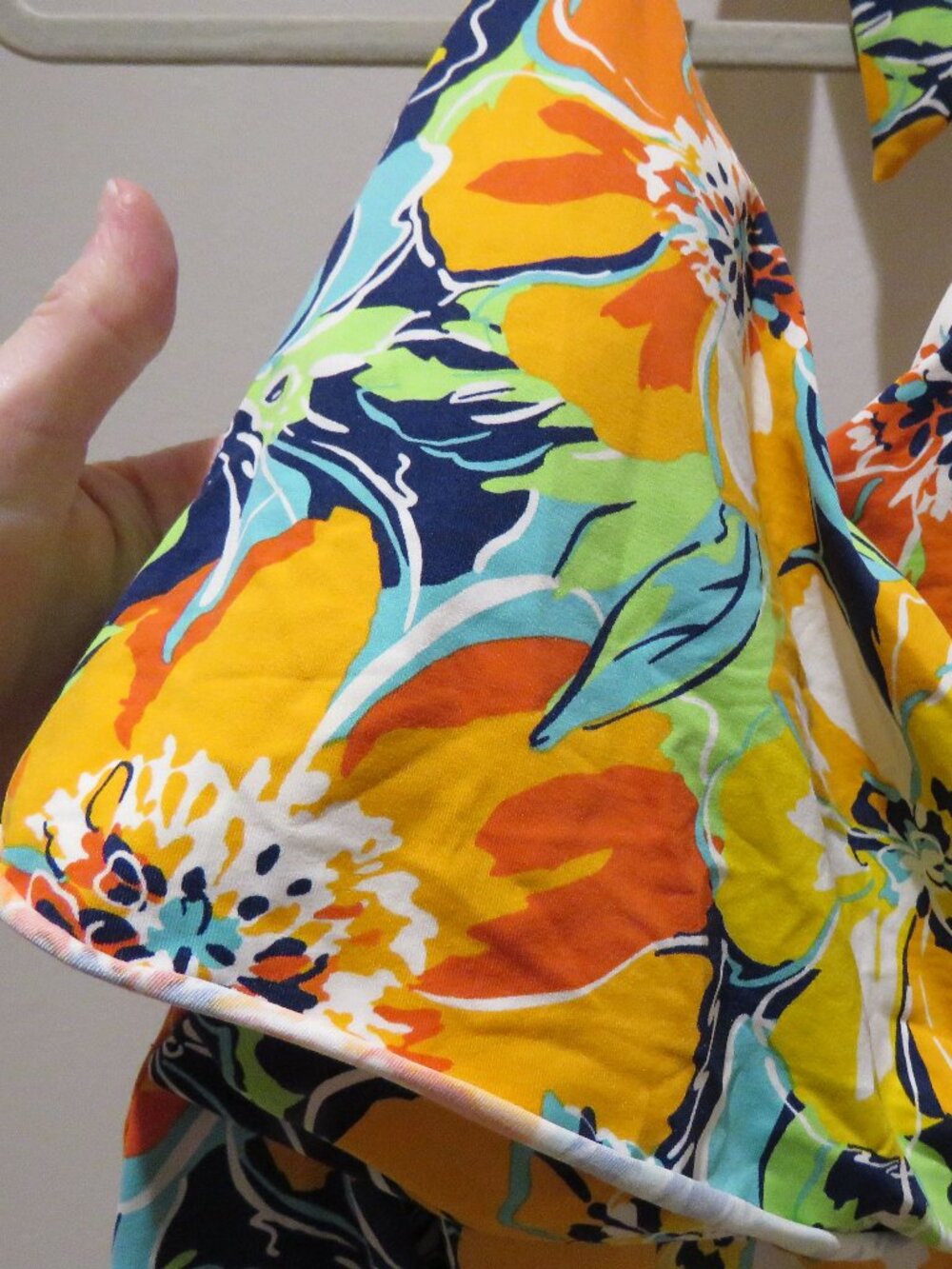 LAND'S END Tropical Floral Orange Blue Tankini Swim Top Size 8 Vacation Summer - Picture 6 of 10